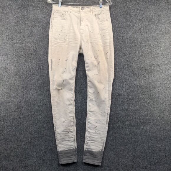 Cult of Individuality Womens Jeans White Gray 27 Gypsy High Rise Paint Splatter - Picture 2 of 14